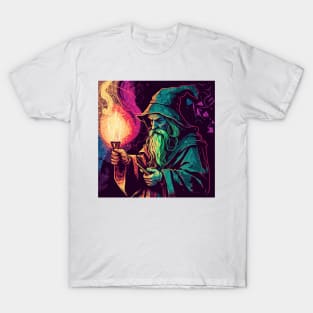 Wizard Casting a Spell Pop Art 2 T-Shirt